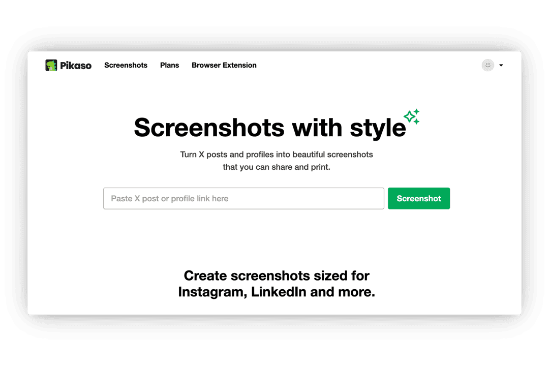 @pikaso_me Twitter bot interface showing screenshot request