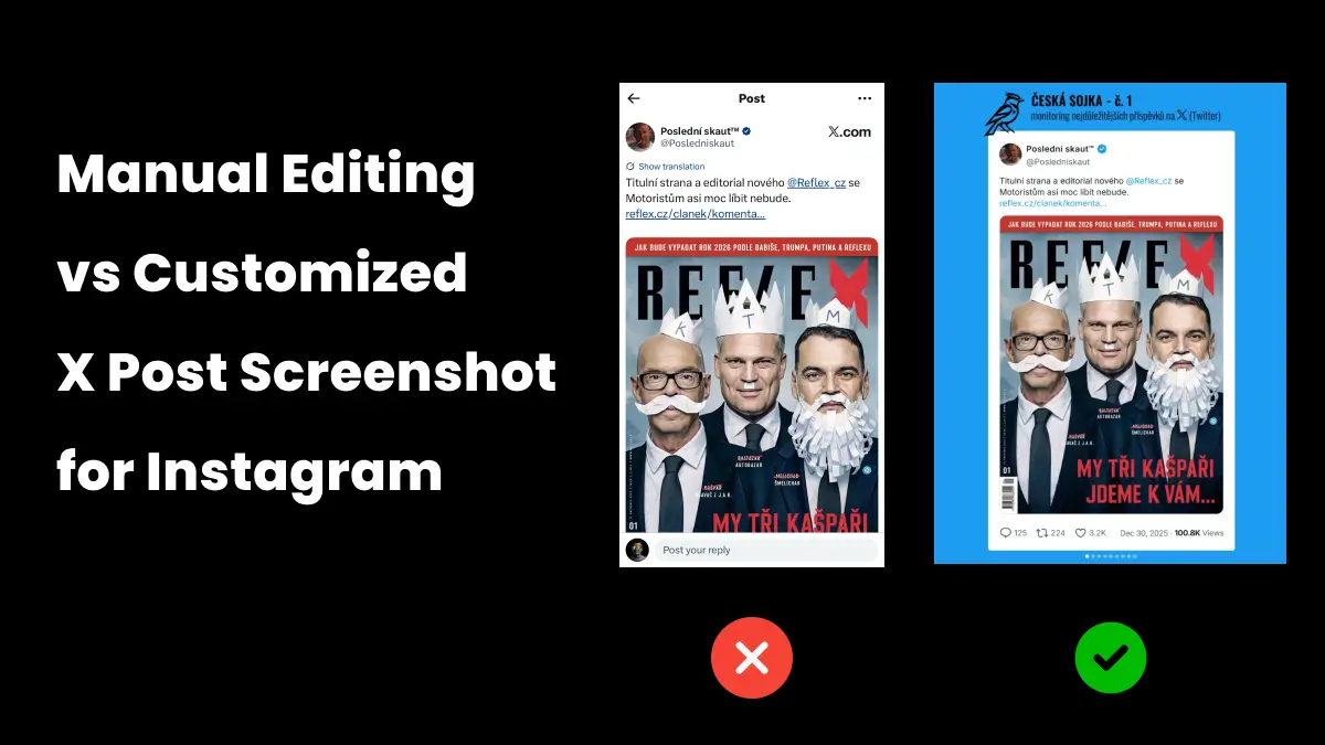 X Post Screenshot for Instagram - Remove Watermarks & Boost Reach