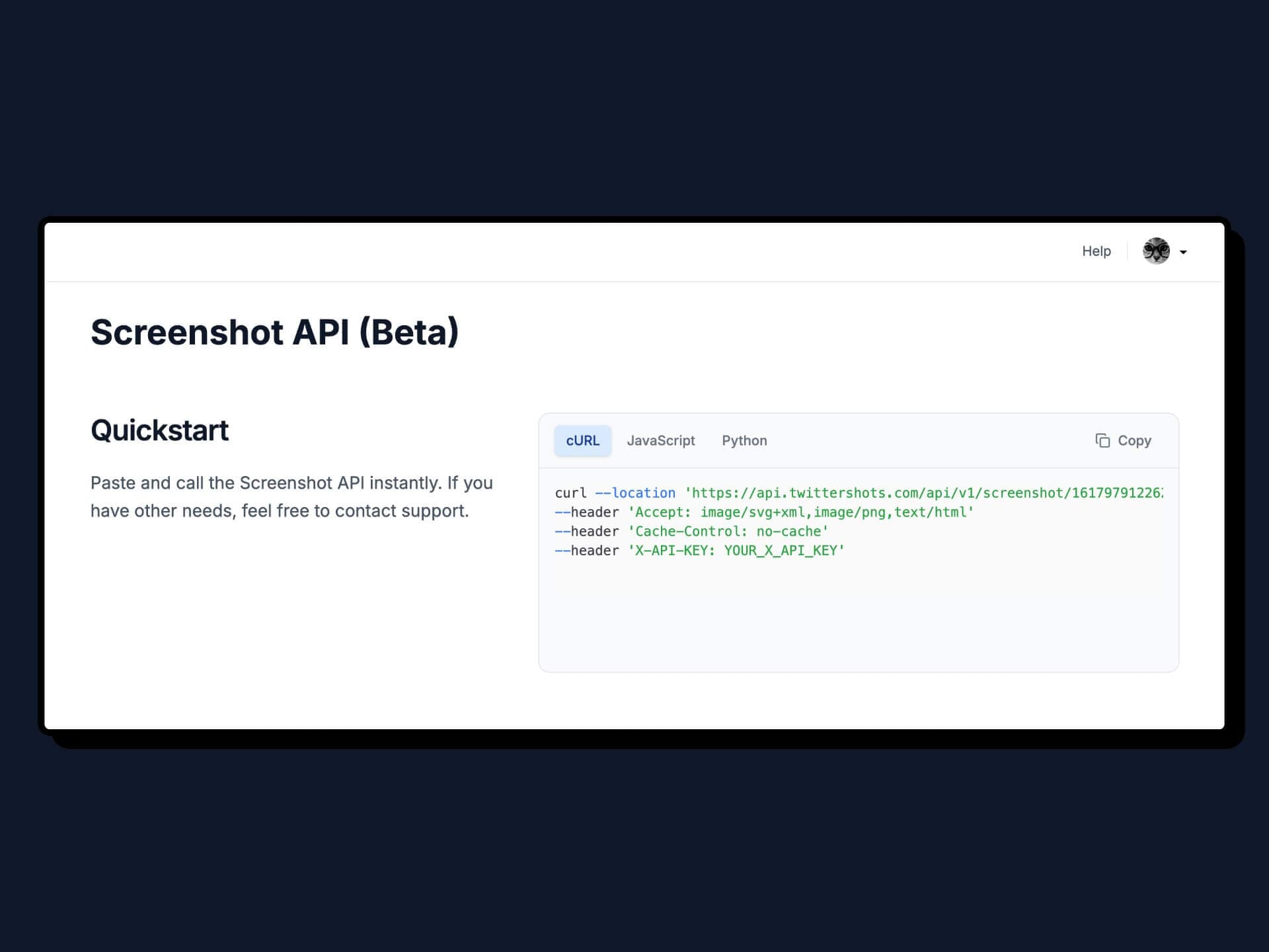 Twitter Screenshot API