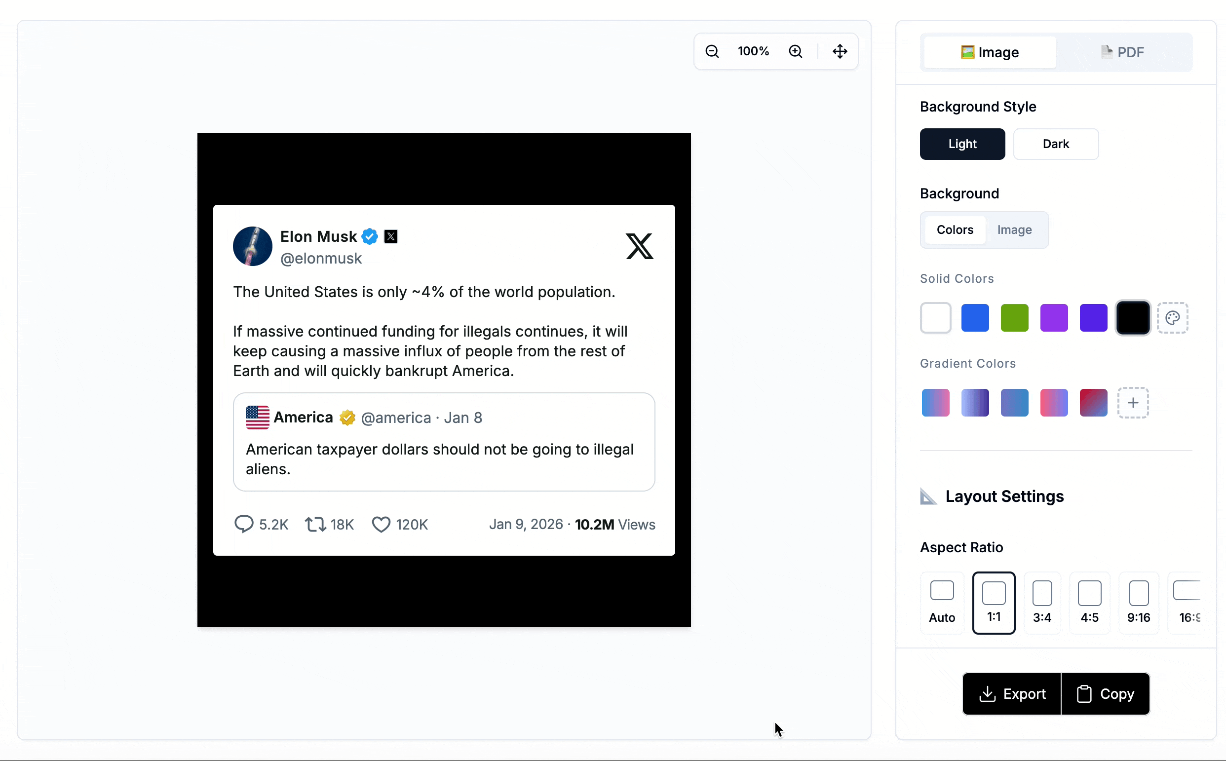 Zoom and reposition Twitter screenshot framing