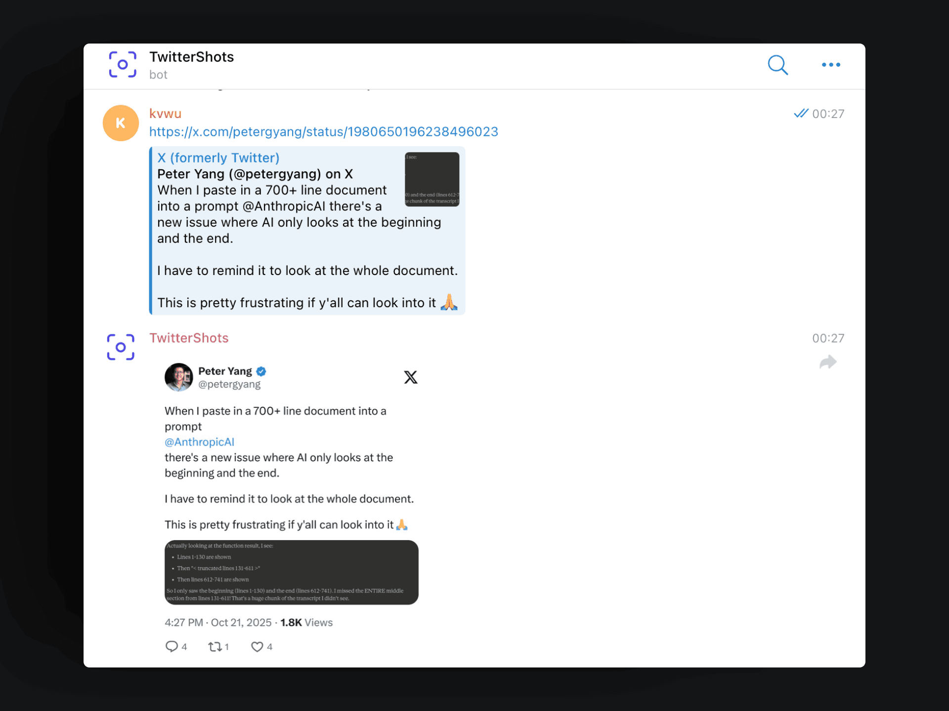 Tweet Screenshot Bot for Telegram