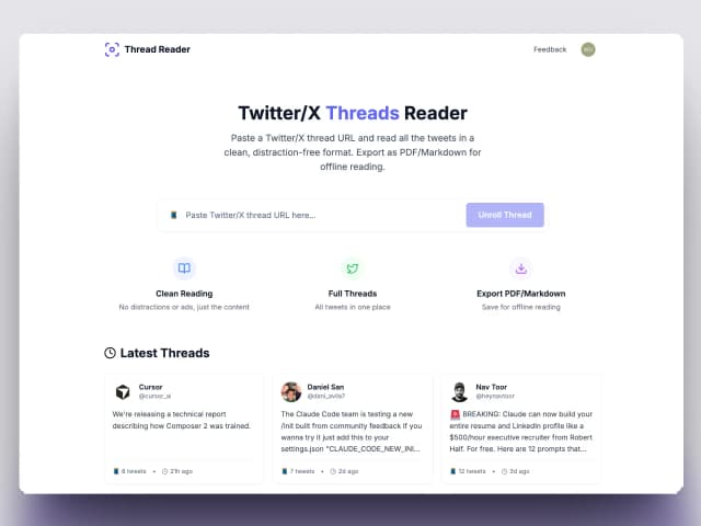 Thread reader user testimonial