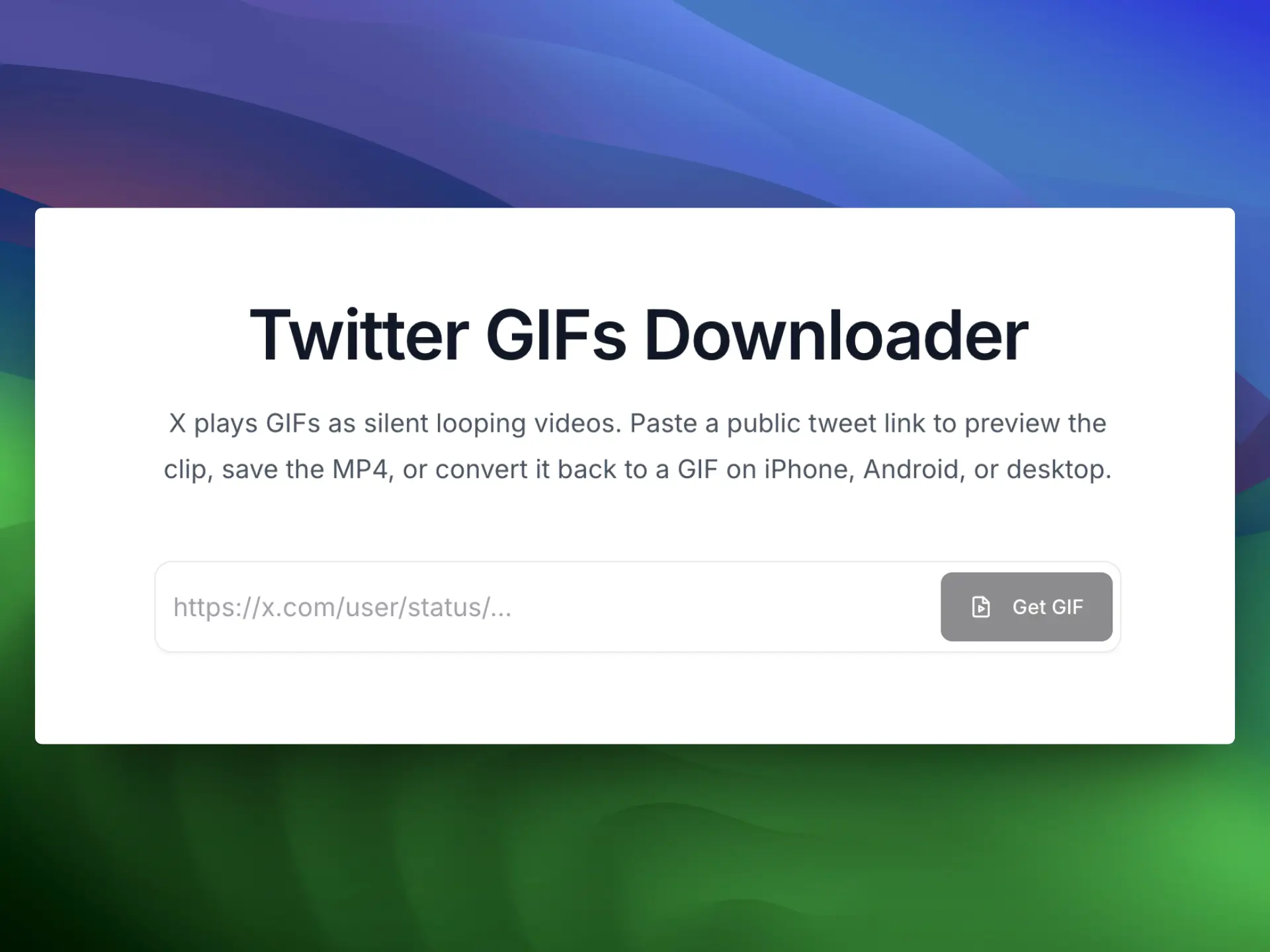 Twitter GIF Downloader converting a tweet video to GIF