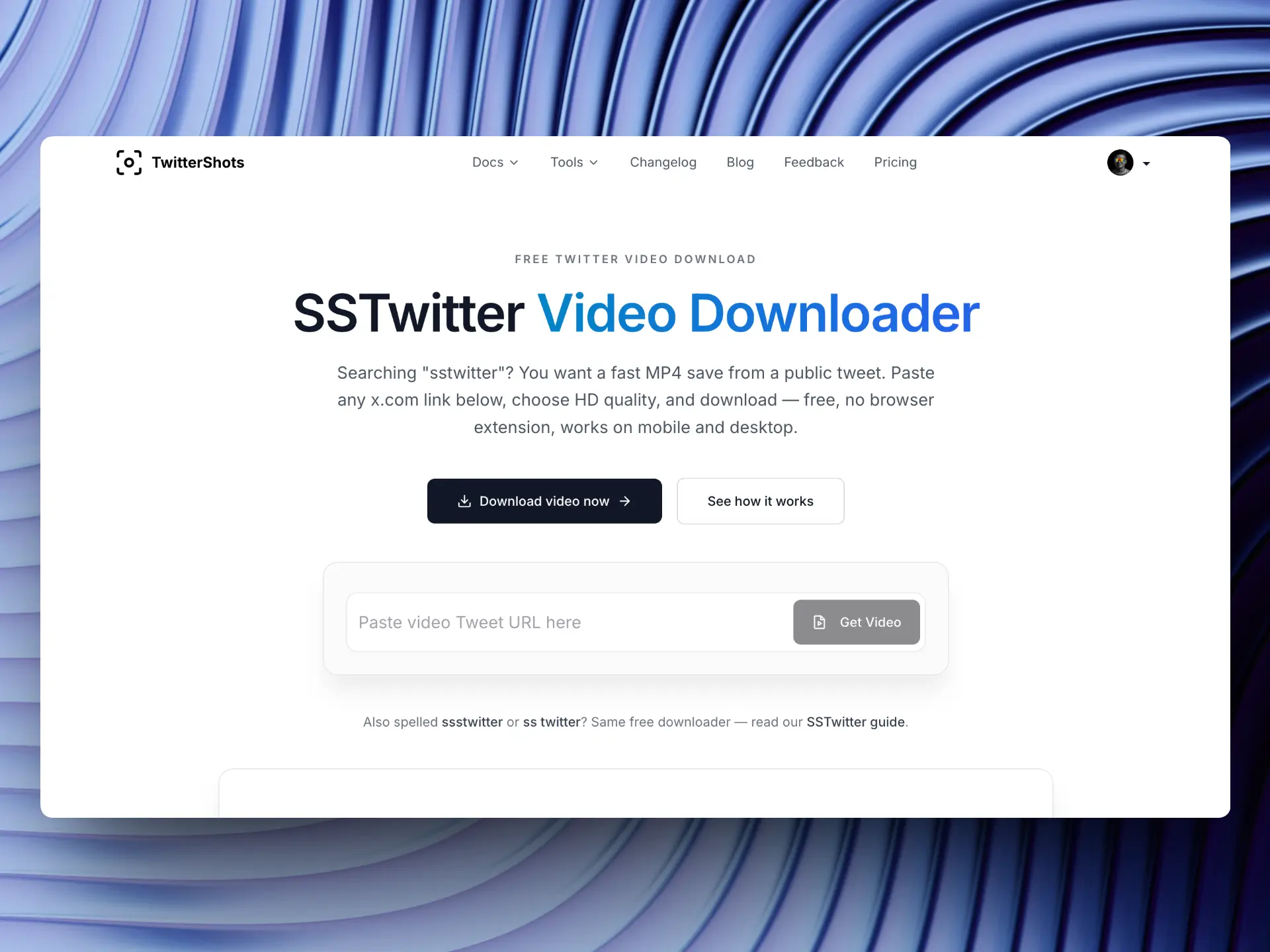 SSTwitter free Twitter video downloader on TwitterShots