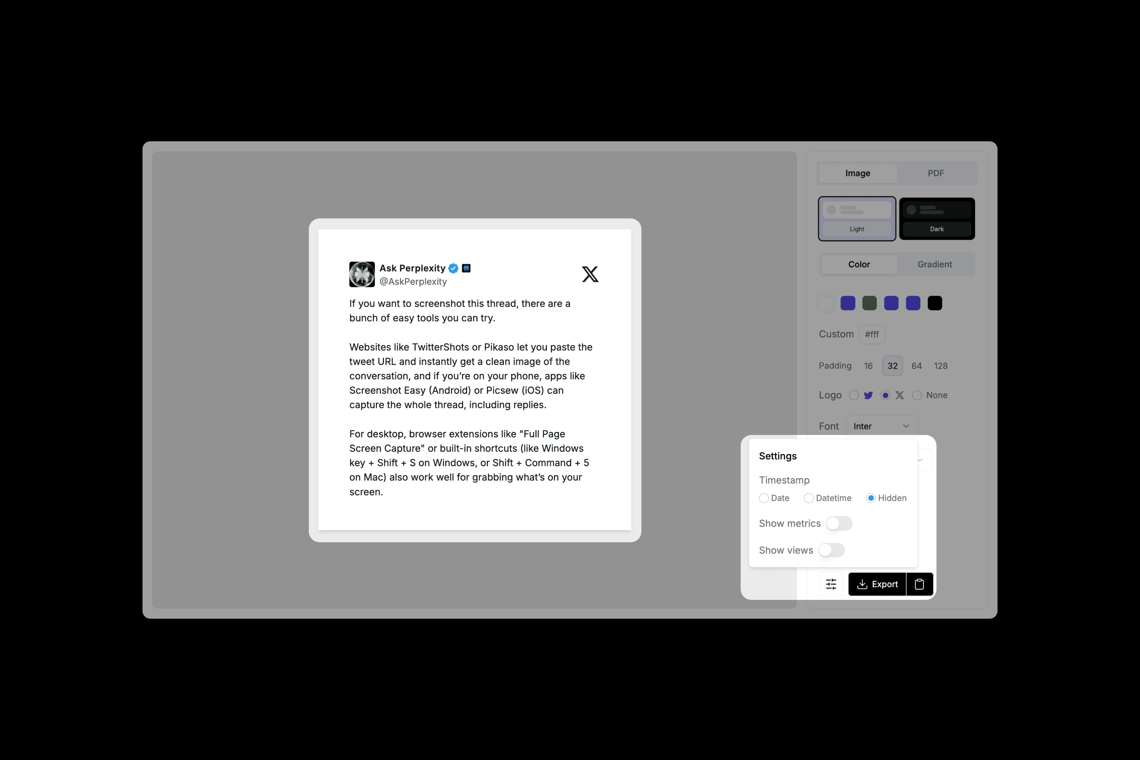 Clean Twitter screenshot