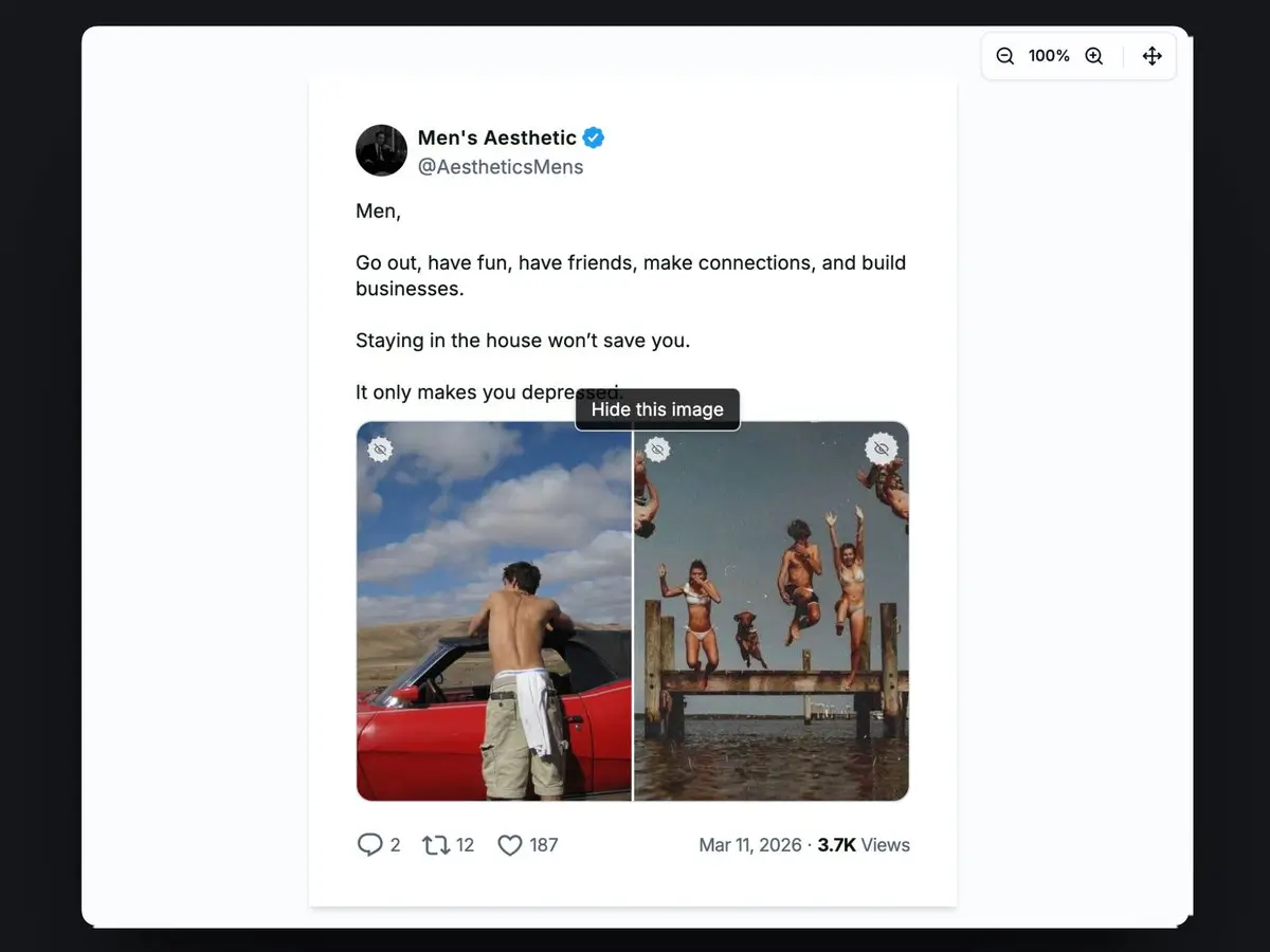 Screenshot tweet with hidden single image