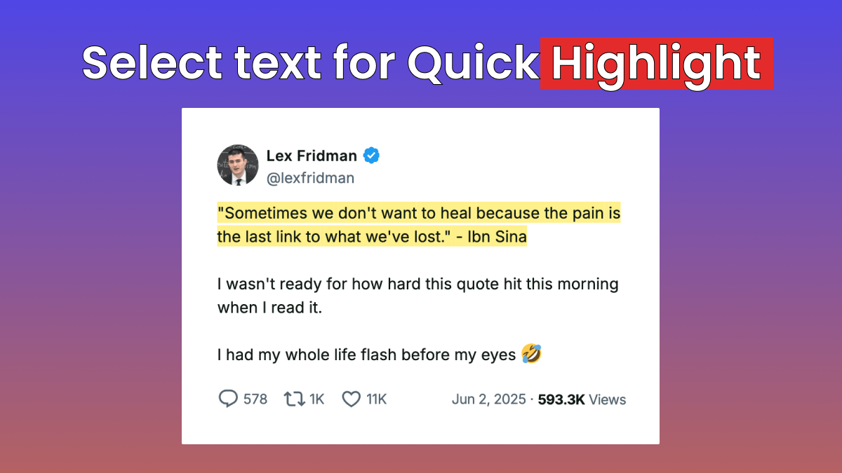 Highlight tweet post screenshot