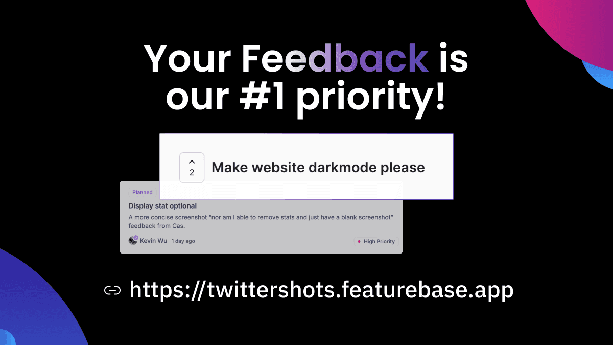 TwitterShots feedback hub