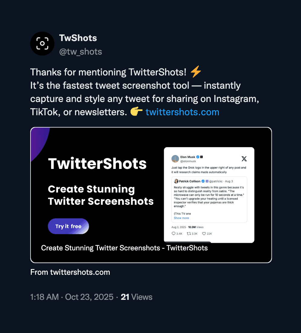 Tweet Screenshot Example