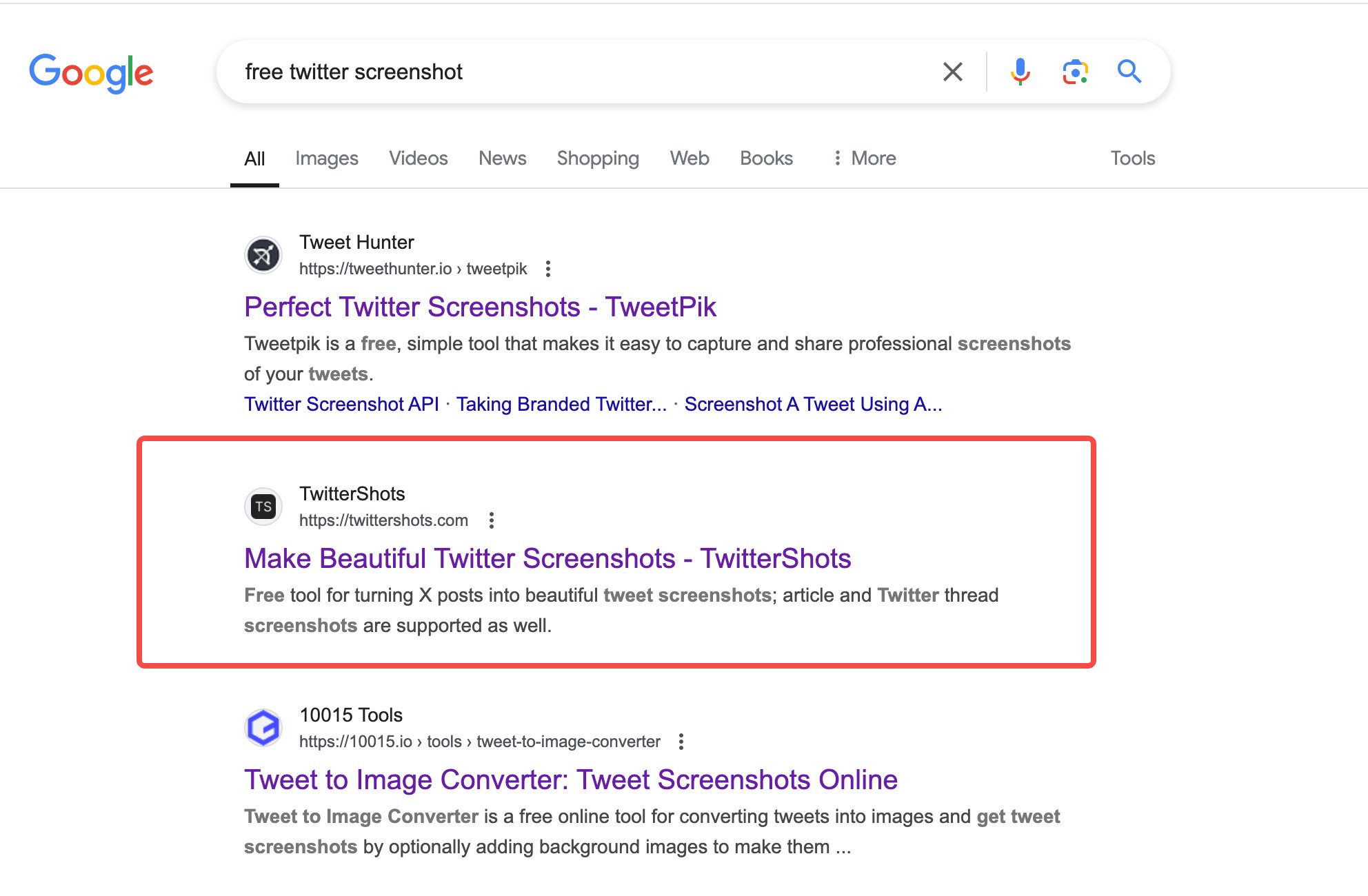 TwitterShots rankings after SEO