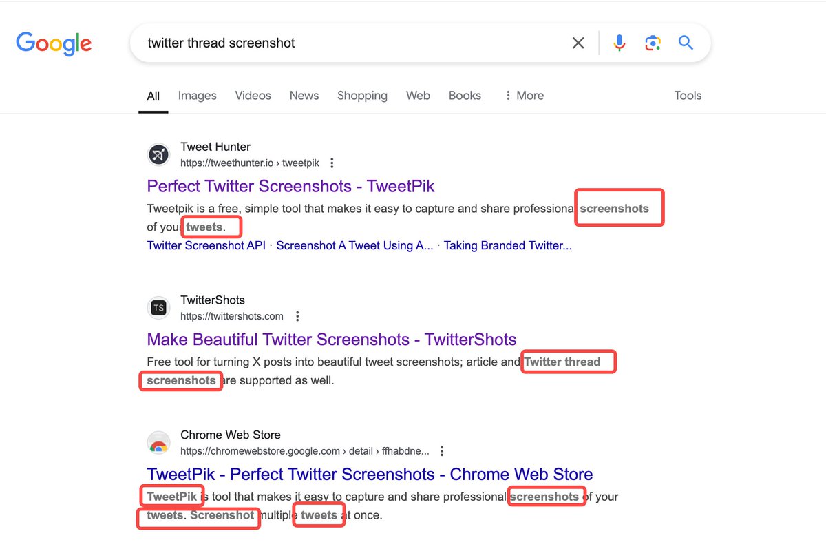 thread screenshot tweet keywords