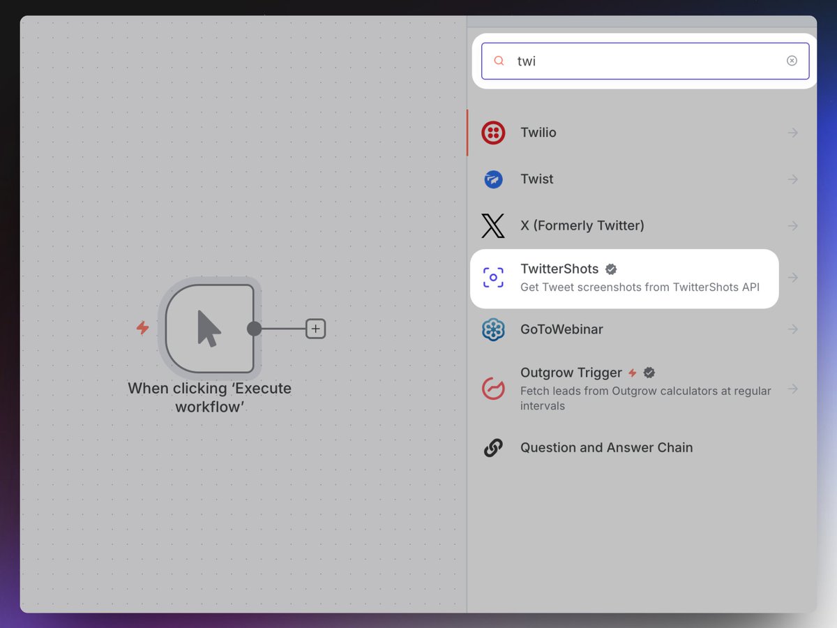 install screenshot tweet TwitterShots n8n node