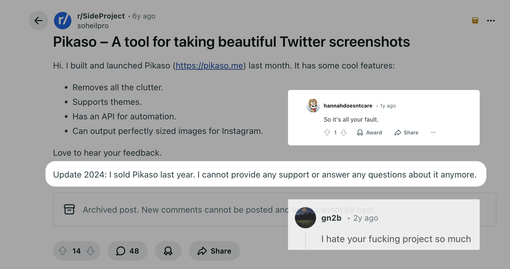 Pikaso_me No update or maintenance