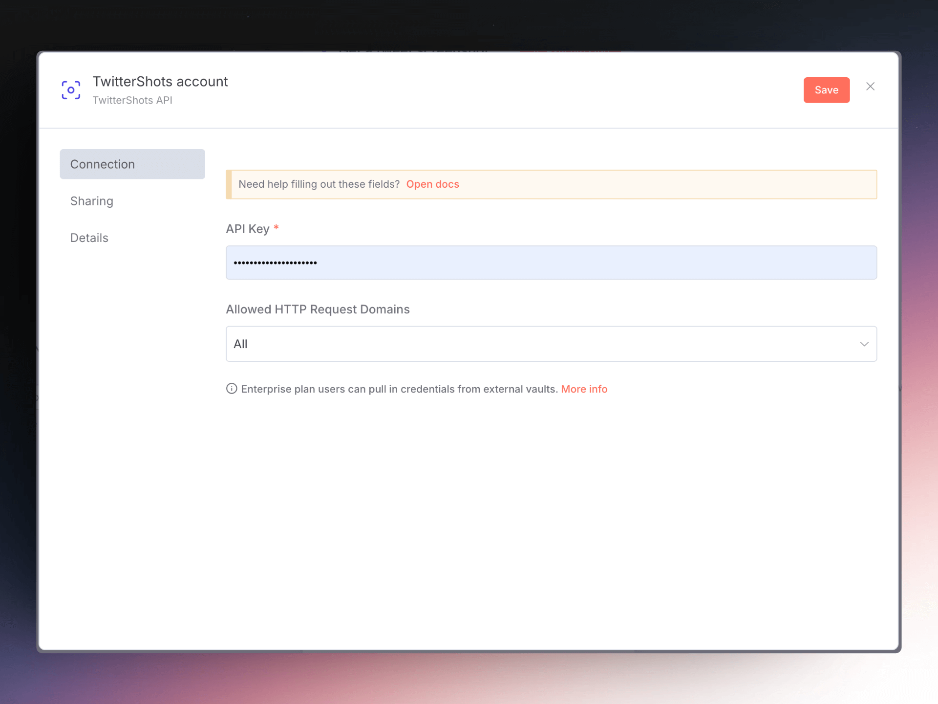 screenshot tweet TwitterShots setting n8n node credentials