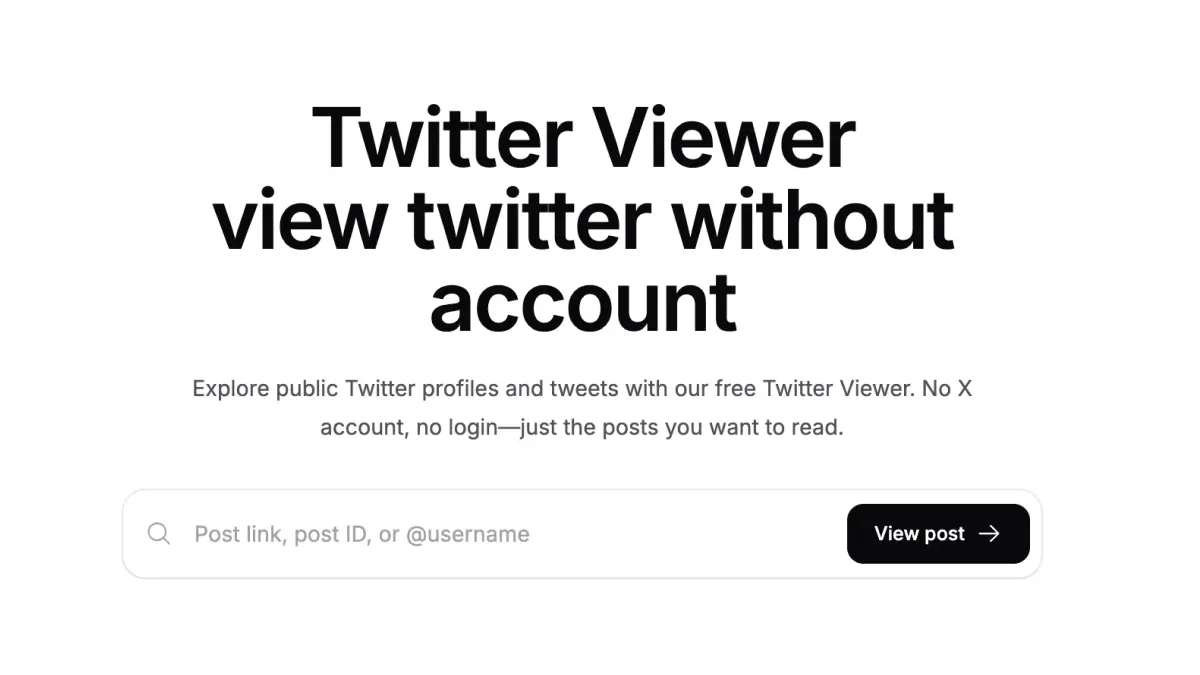 TwitterShots Twitter Viewer with a post link or username input for viewing public tweets without an account