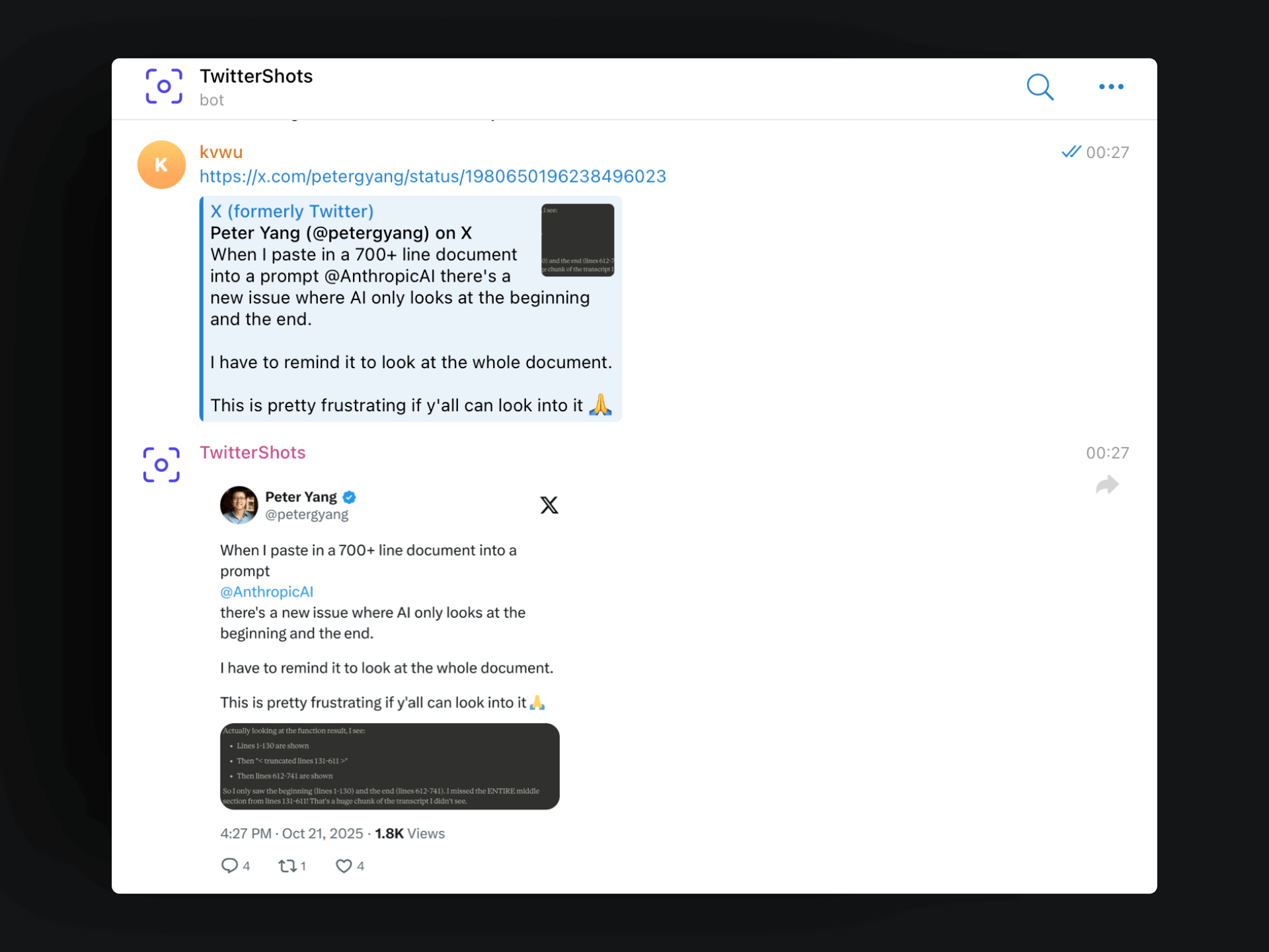 build a twitter screenshot telegram bot