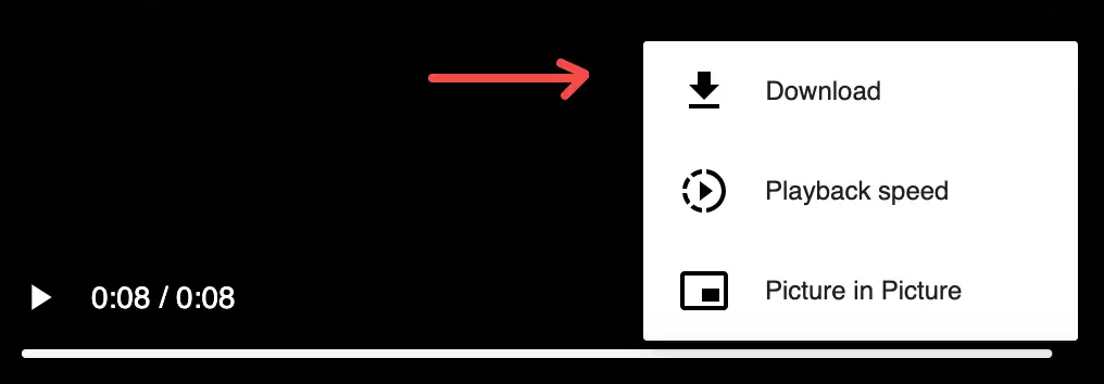 Use the video player Download control to save the MP4 Download control in a browser video player
