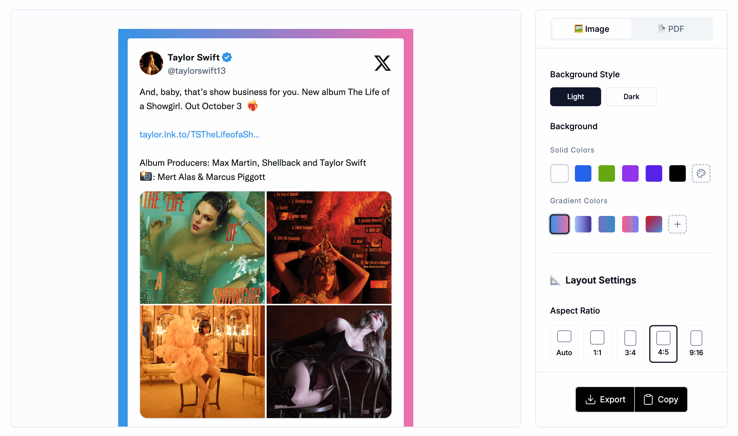 Multiple themes and sizes showcase