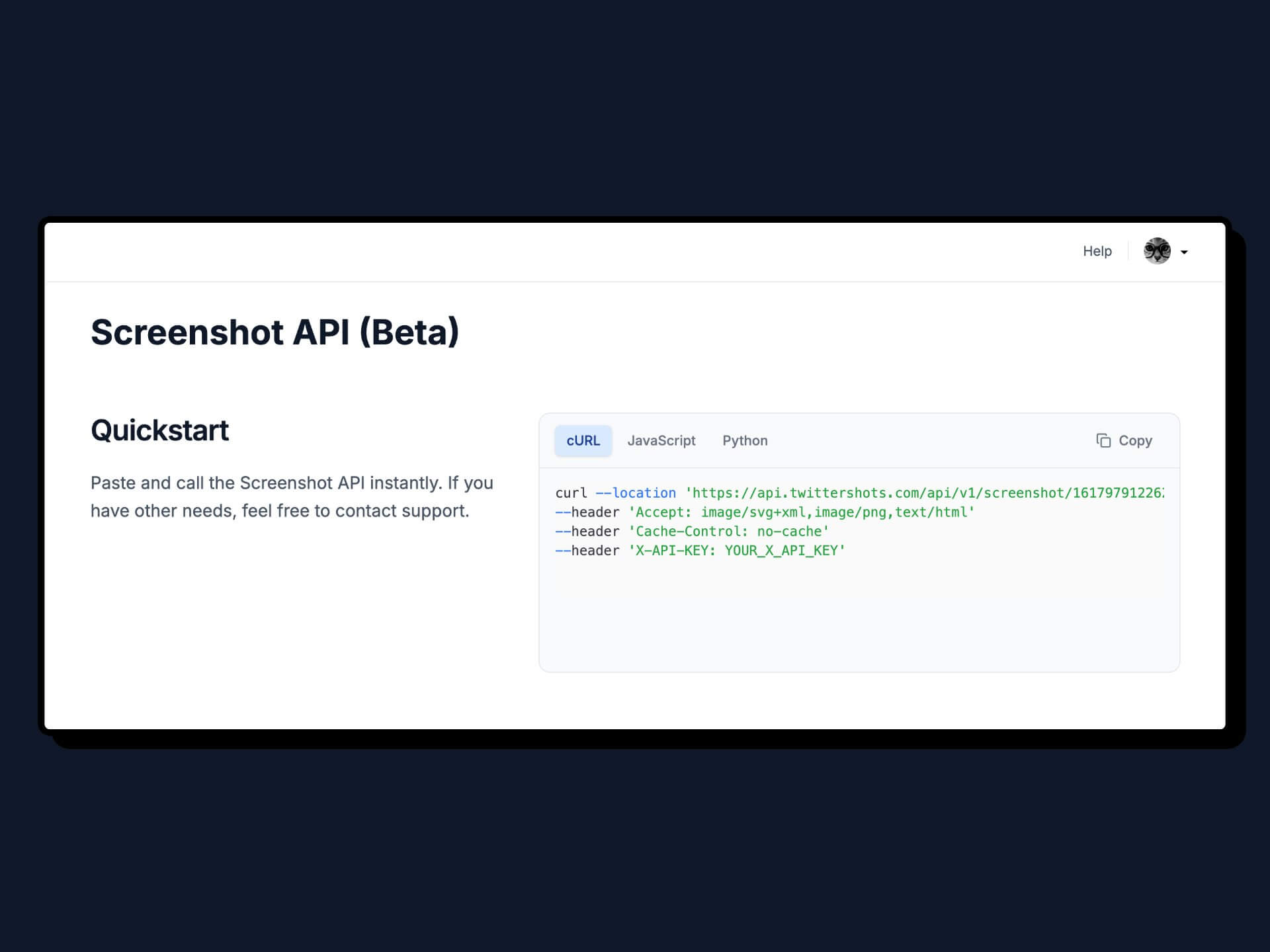 Twitter Screenshot API