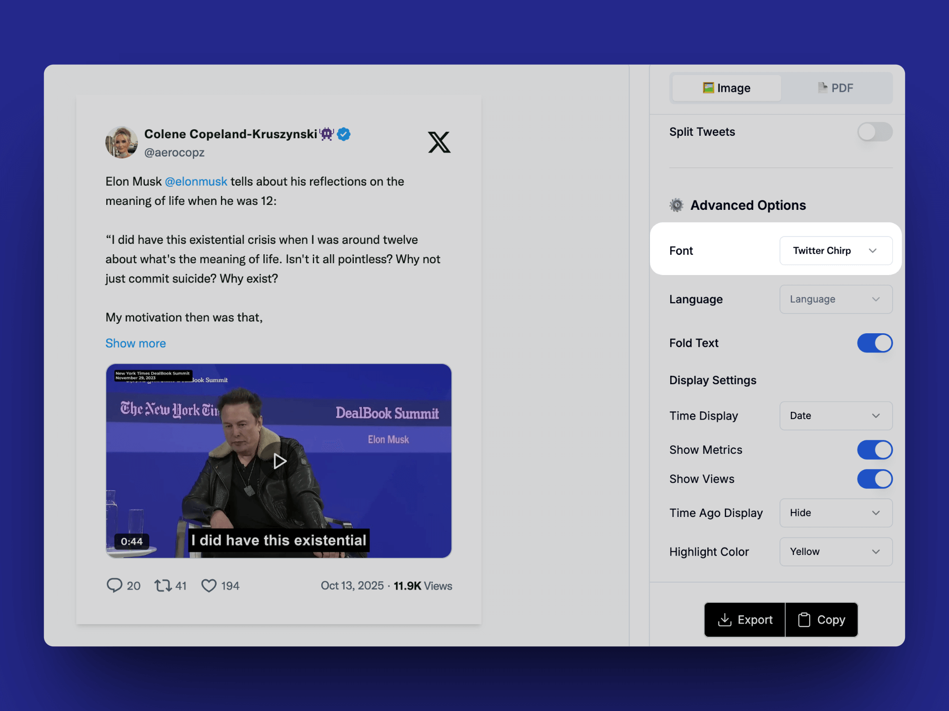 tweet screenshot official Twitter Chirp font